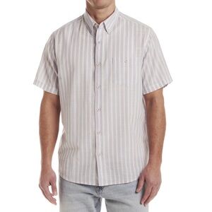 NWT Frontier Threads by Weatherproof Stripe Button Down L Blue Short Sleeve